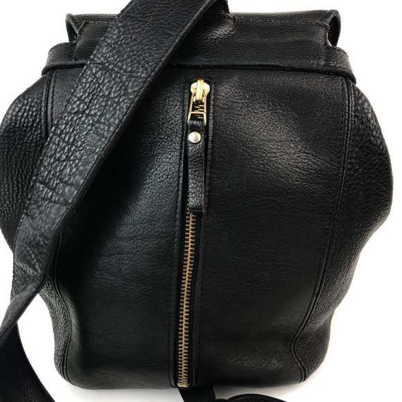 ROOTS black leather one shoulder mini backpack main image 4